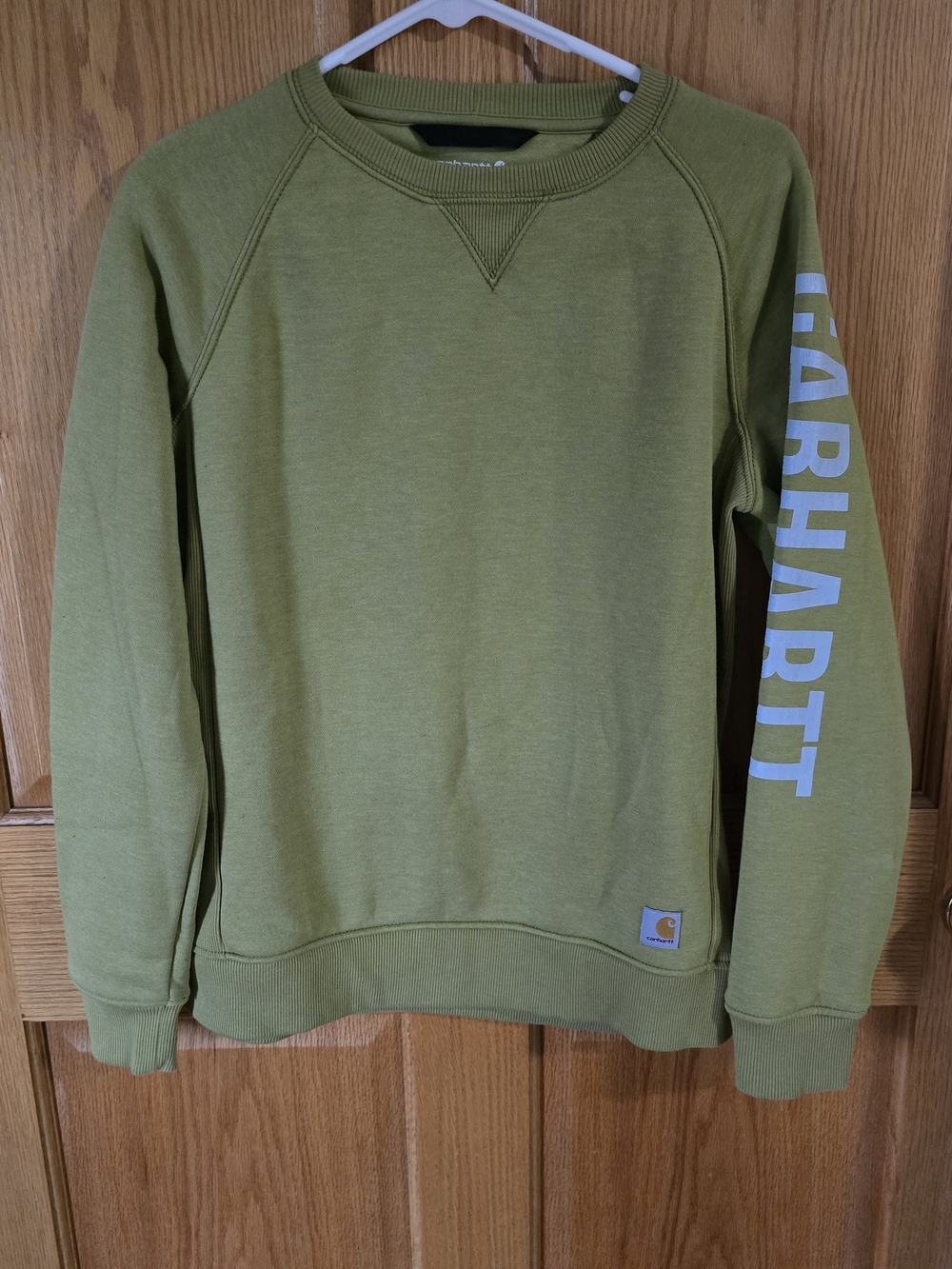 Carhartt Olive Crewneck Sweatshirt with Sleeve Logo